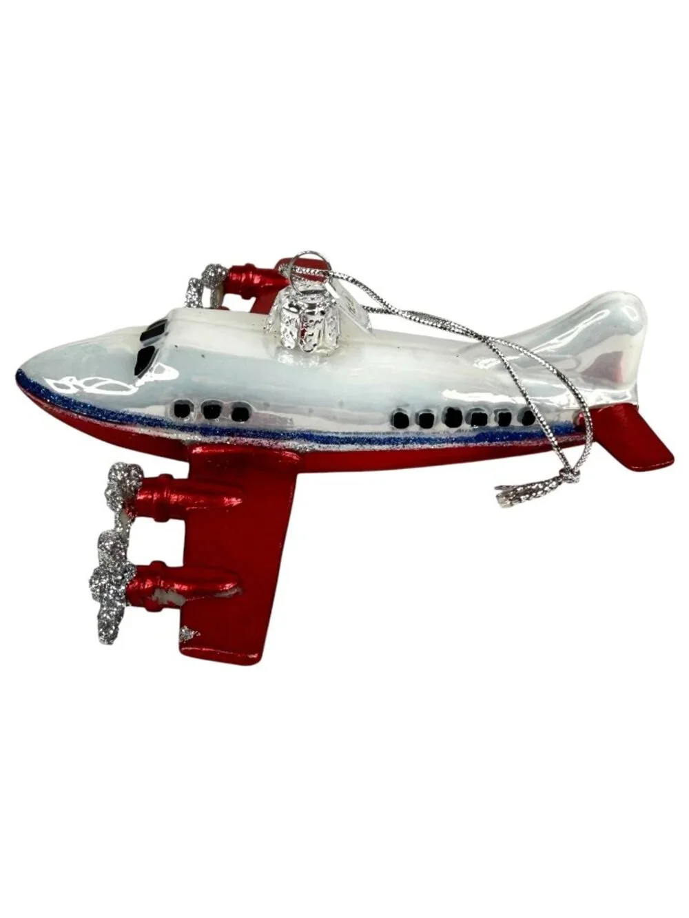 3 Kurt Adler Noble Gems Glass Airplane Christmas Ornaments 4‎ Engine Transport